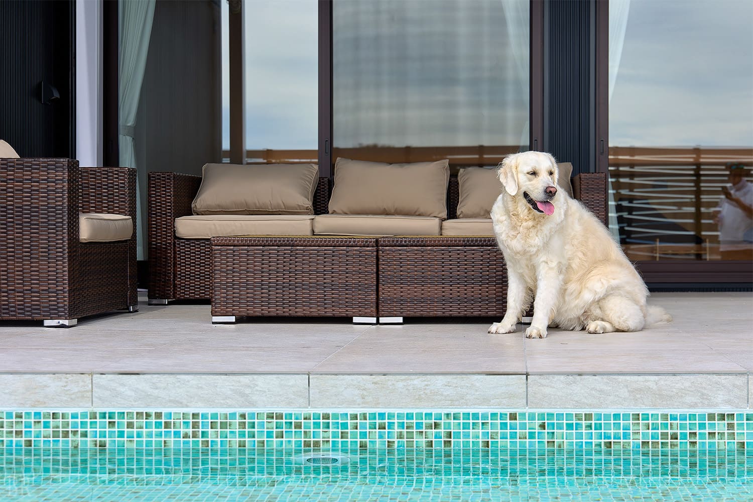 在私人泳池玩水